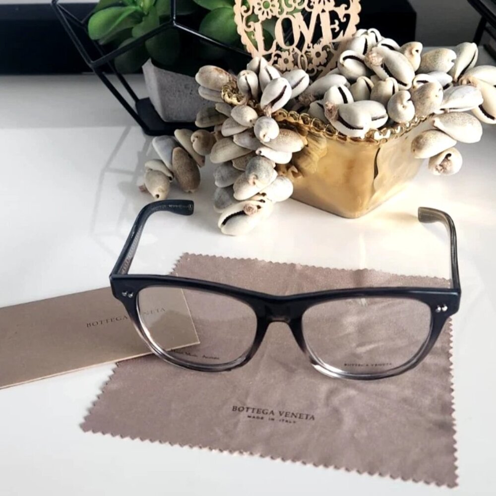 ✨NEW Luxe Rare BOTTEGA VENETA Black Gray Eyeglasse Frames BV 180 L 18[]145 ITALY